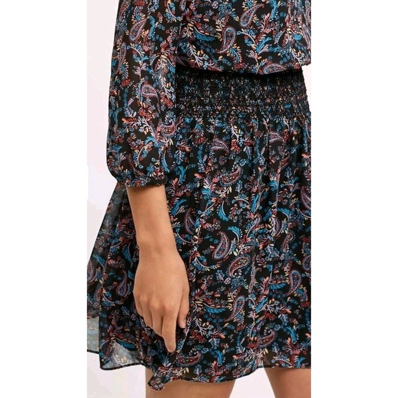 Anthropologie Vanessa Virginia Daytripper Paisley Smocked Waist Dress Sz XS Boho - Picture 3 of 16